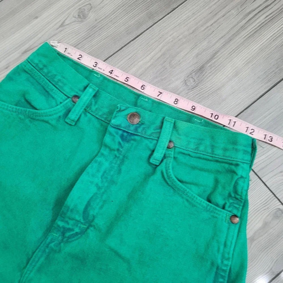 Vintage Wrangler Womens Acid Wash Green Jeans Size 5 High Rise Pockets 90s - Picture 6 of 9